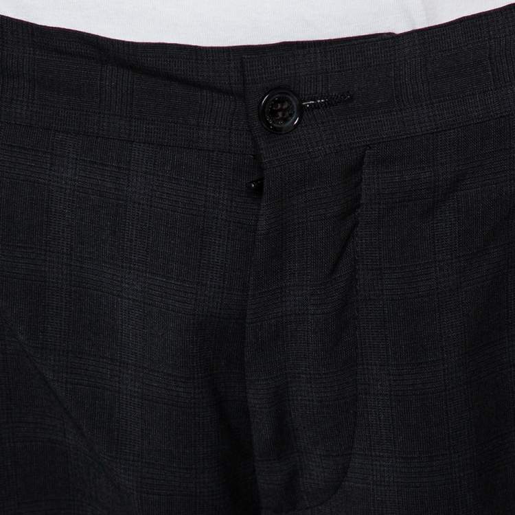 Pre Owned Dolce & Gabbana Charcoal Grey Checkered Wool Tapered Leg Pants L