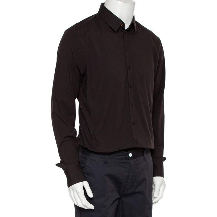 Pre Owned Dolce & Gabbana Brown Cotton Button Front Shirt XXL