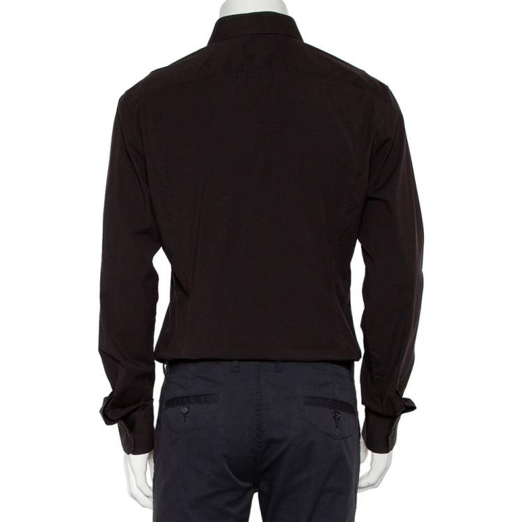 Pre Owned Dolce & Gabbana Brown Cotton Button Front Shirt XXL