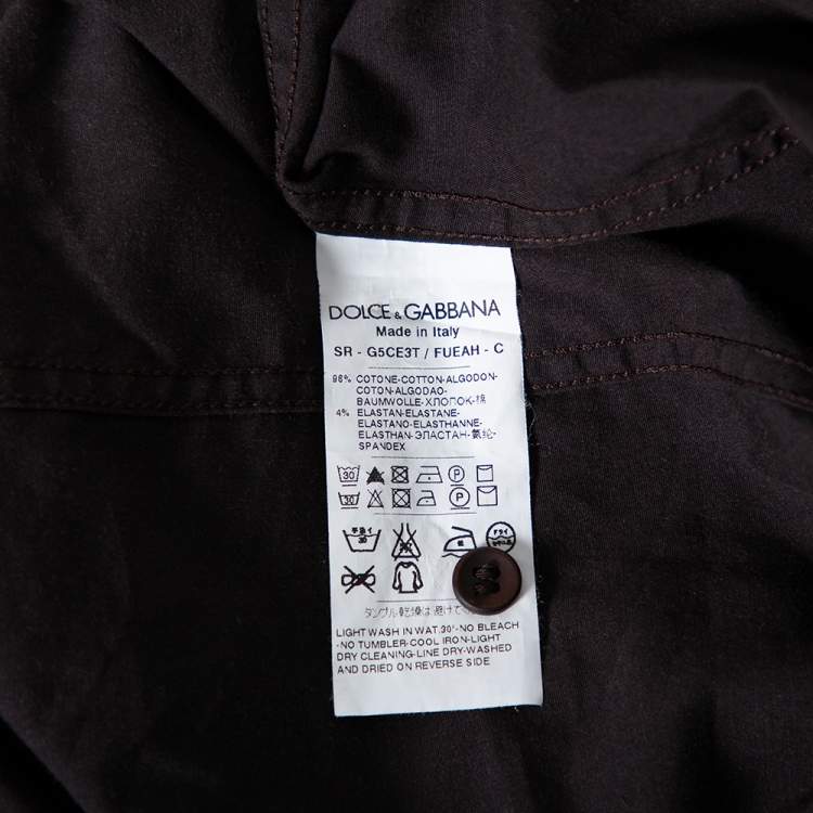 Pre Owned Dolce & Gabbana Brown Cotton Button Front Shirt XXL