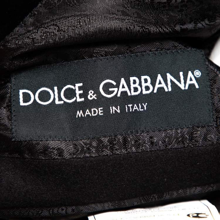 Pre Owned Dolce & Gabbana Black Wool Velvet Trim Button Front Blazer XL