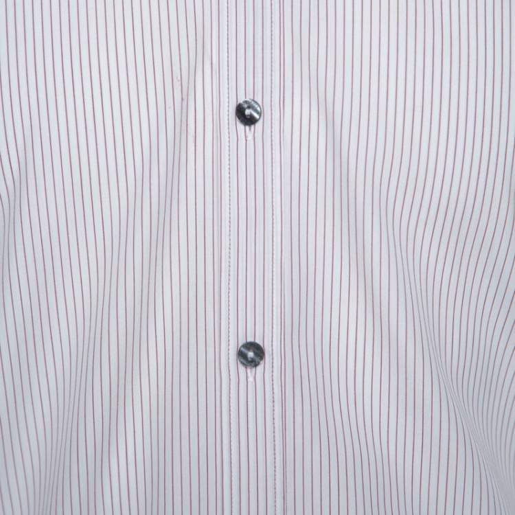 Pre Owned Dolce & Gabbana White Striped Cotton Shirt L