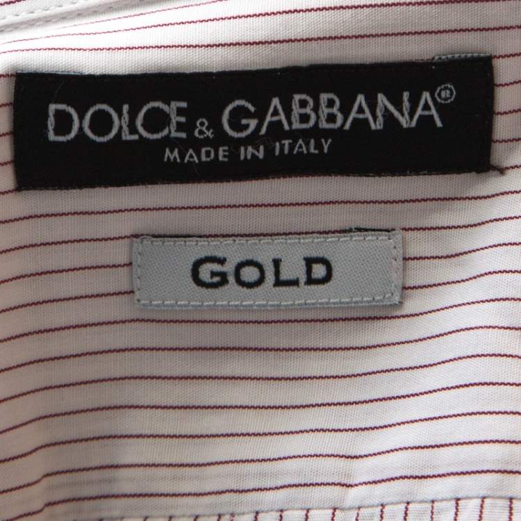 Pre Owned Dolce & Gabbana White Striped Cotton Shirt L