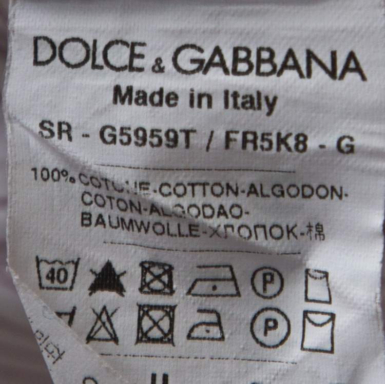 Pre Owned Dolce & Gabbana White Striped Cotton Shirt L