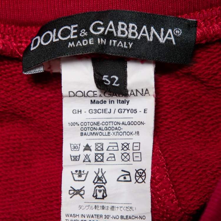 Pre Owned Dolce & Gabbana Burrgundy Printed Cotton Rawedge Detail Distressed Shorts XL