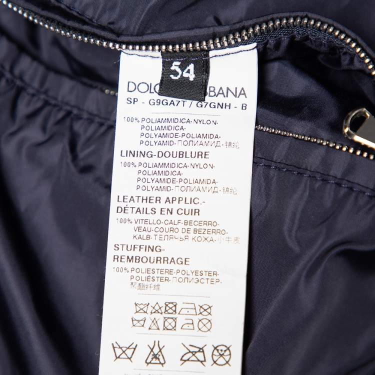 Pre Owned Dolce & Gabbana Navy Blue Synthetic Zip Front Bomber Jacket XXL 