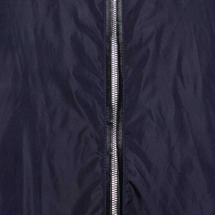 Pre Owned Dolce & Gabbana Navy Blue Synthetic Zip Front Bomber Jacket XXL 