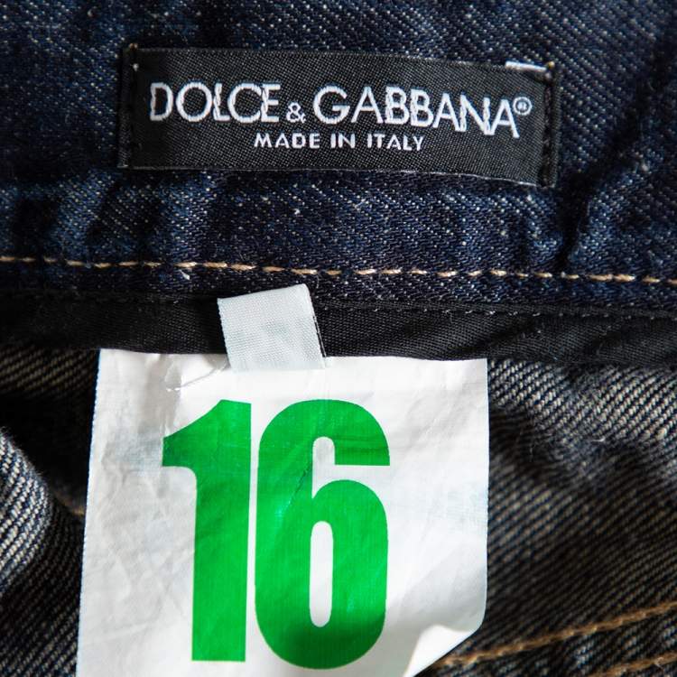 Pre Owned Dolce & Gabbana Navy Blue Denim Distressed 16 Jeans XXL