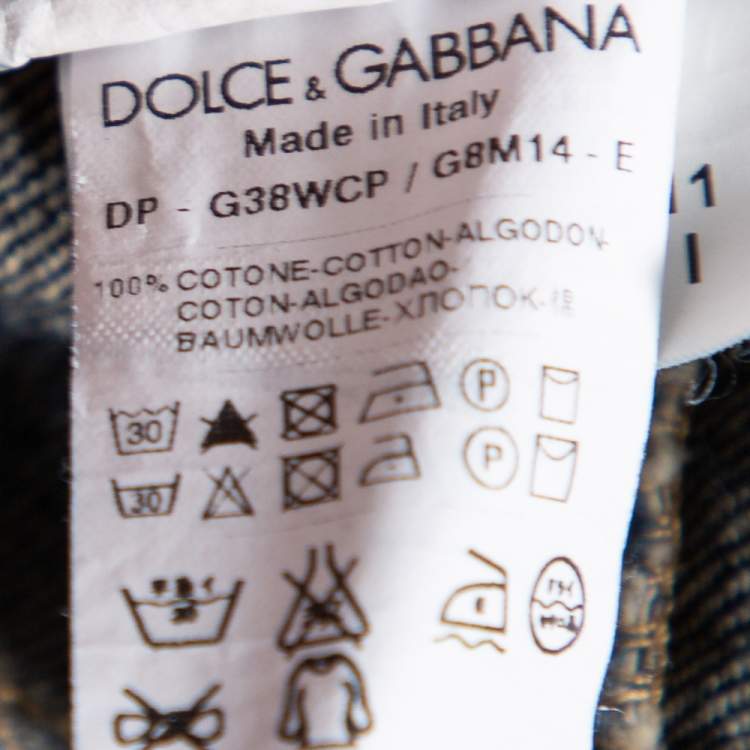 Pre Owned Dolce & Gabbana Navy Blue Denim Distressed 16 Jeans XXL