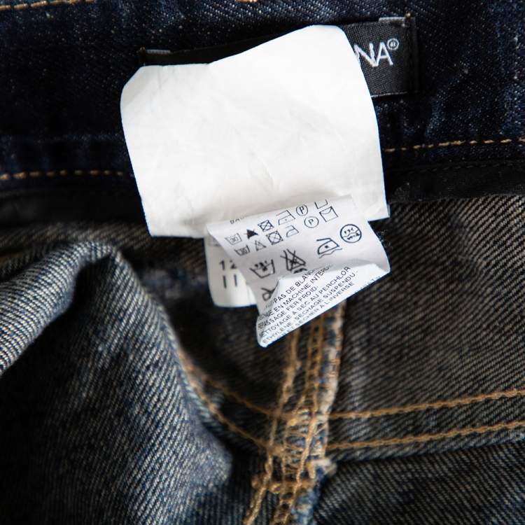 Pre Owned Dolce & Gabbana Navy Blue Denim Distressed 16 Jeans XXL