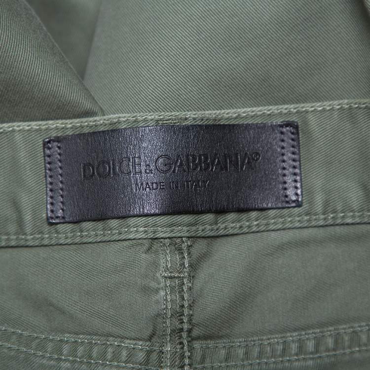Pre Owned Dolce & Gabbana Green Denim 14 Gold Fit Jeans XXL 