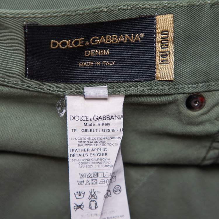 Pre Owned Dolce & Gabbana Green Denim 14 Gold Fit Jeans XXL 