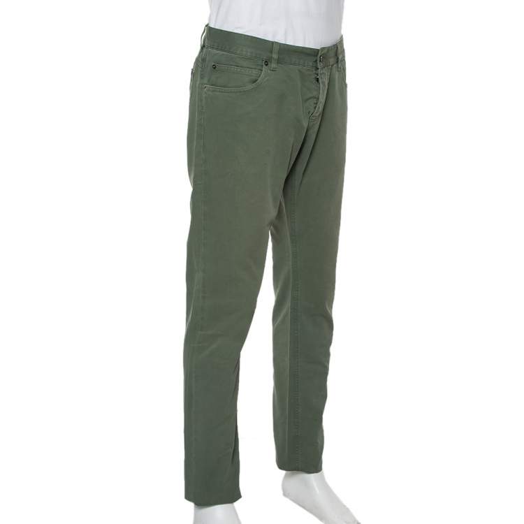 Pre Owned Dolce & Gabbana Green Denim 14 Gold Fit Jeans XXL 