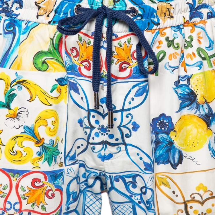 Pre Owned Dolce & Gabbana Multicolor Majolica Printed Cotton Pants M