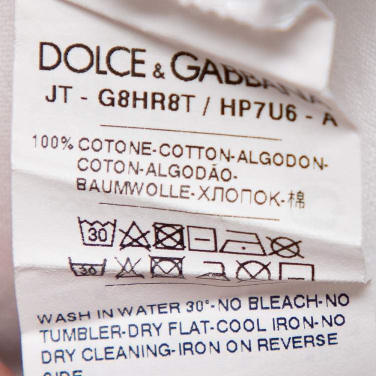 Pre Owned Dolce & Gabbana White Logo Printed Cotton Crewneck T-Shirt M