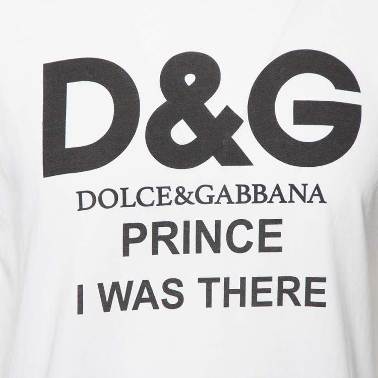 Pre Owned Dolce & Gabbana White Logo Printed Cotton Crewneck T-Shirt M