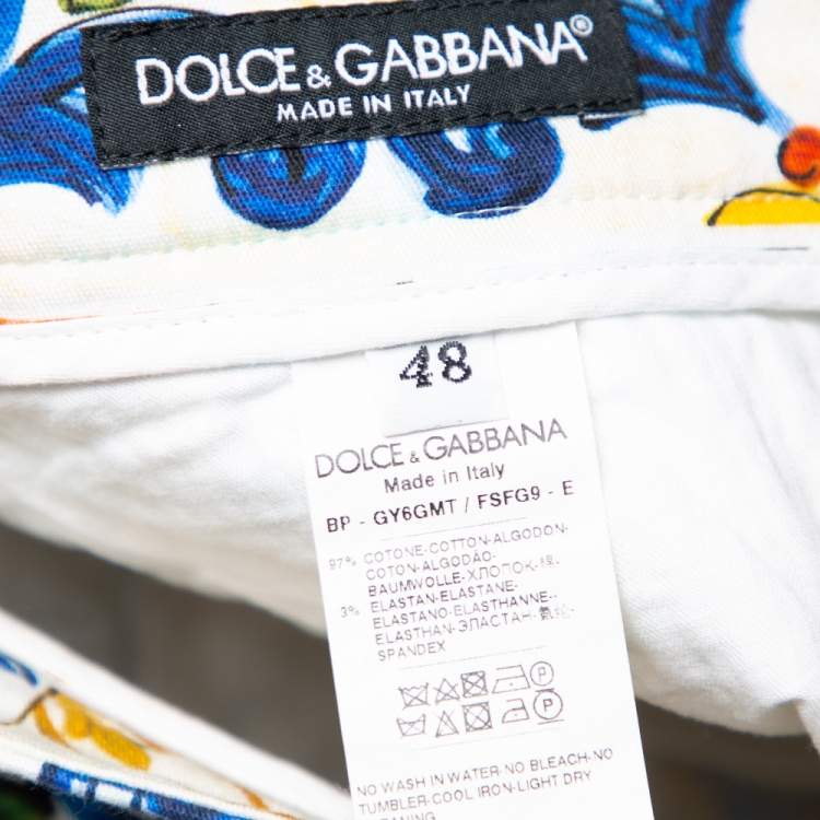 Pre Owned Dolce & Gabbana Multicolor Siciliano Printed Cotton Fitted Shorts M