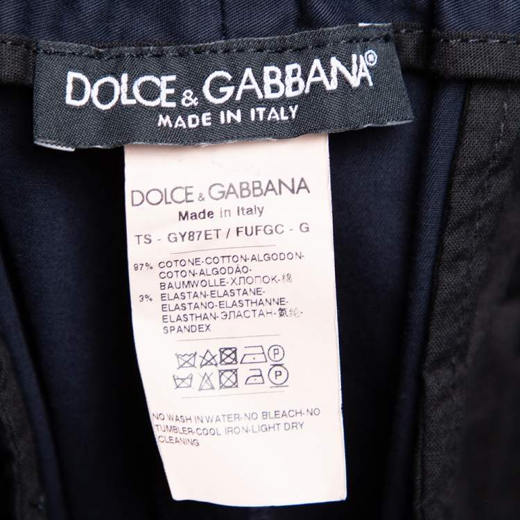 Pre Owned Dolce & Gabbana Navy Blue Cotton Track Pants S