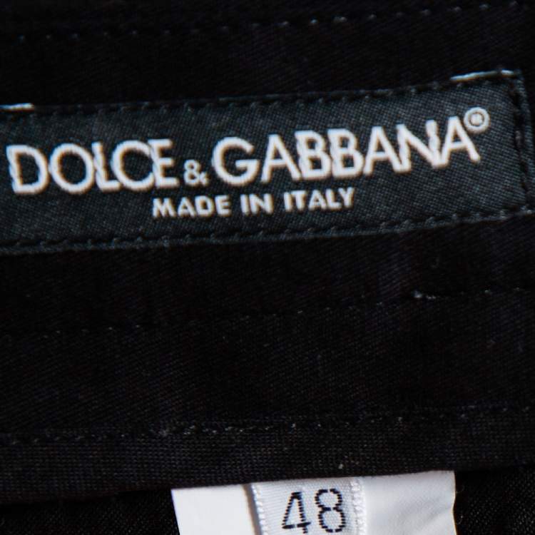 Pre Owned Dolce & Gabbana Black Cotton Contrast Logo Tape Detail Pants M