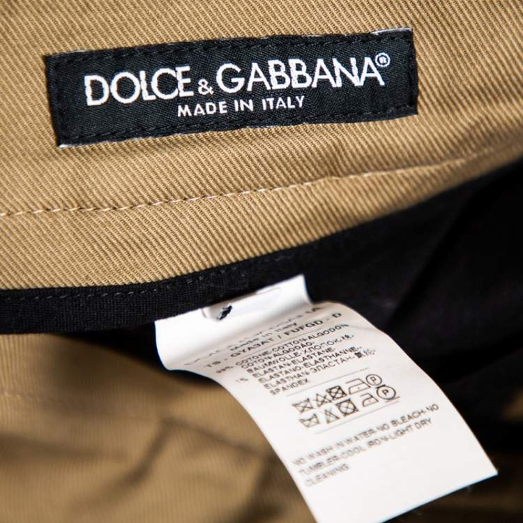 Pre Owned Dolce & Gabbana Beige Cotton Suspender Detail Trousers S