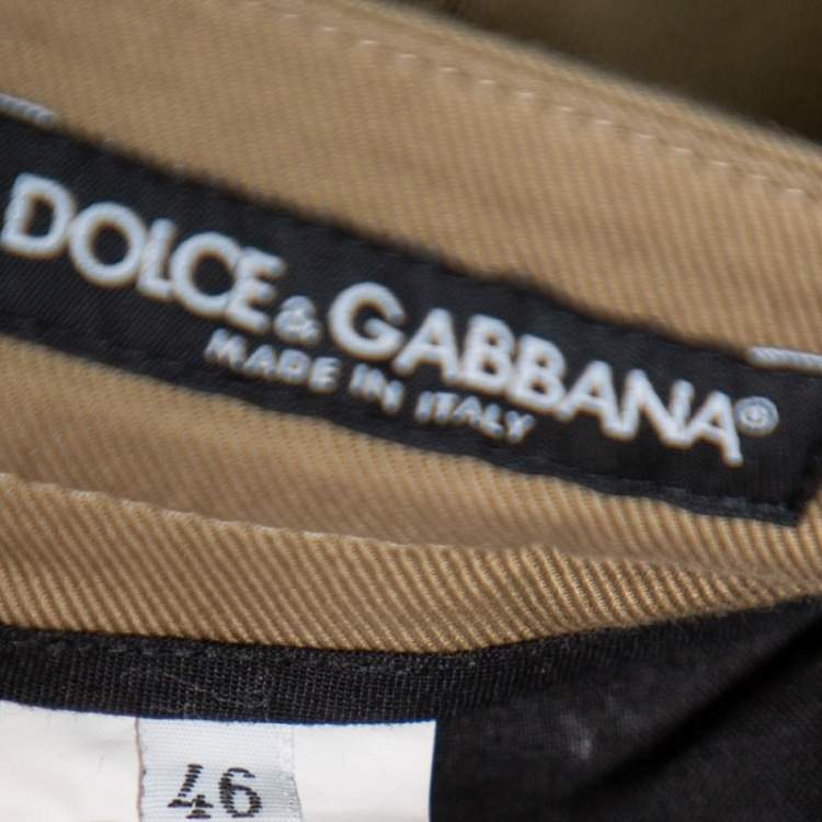 Pre Owned Dolce & Gabbana Beige Cotton Suspender Detail Trousers S