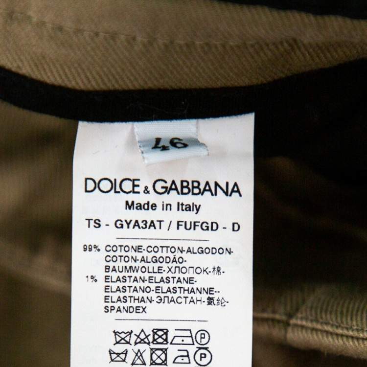 Pre Owned Dolce & Gabbana Beige Cotton Suspender Detail Trousers S