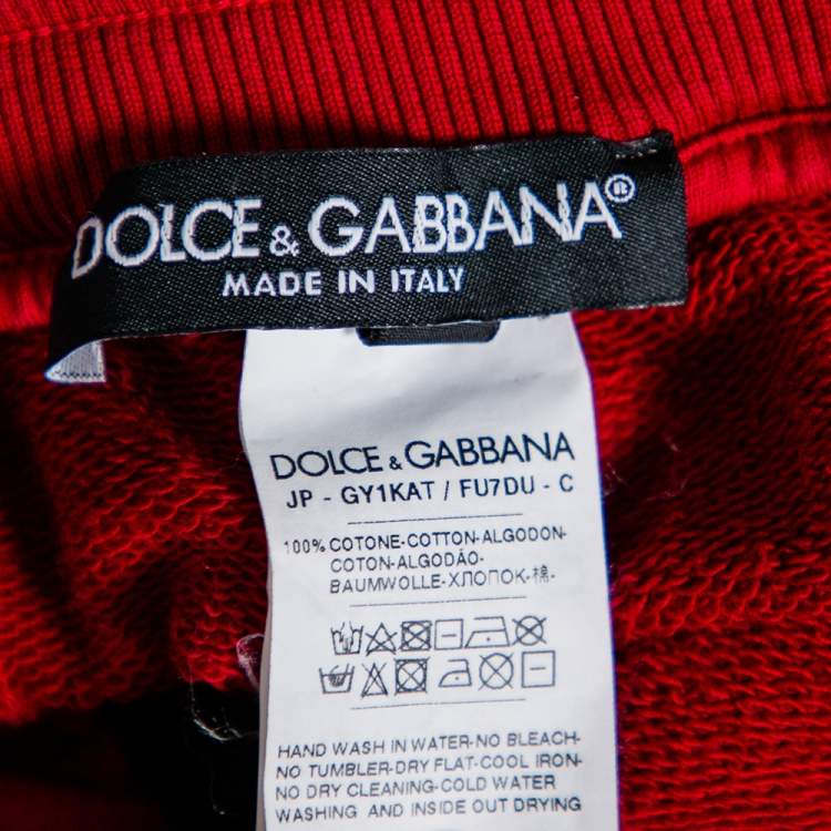Pre Owned Dolce & Gabbana Burgundy Cotton Logo Printed Joggers S