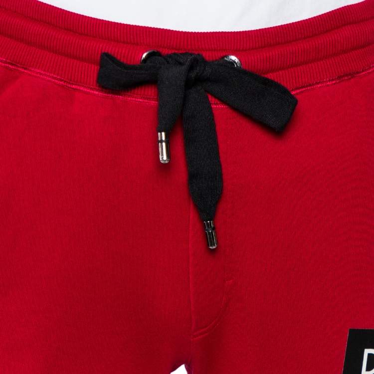 Pre Owned Dolce & Gabbana Burgundy Cotton Logo Printed Joggers S