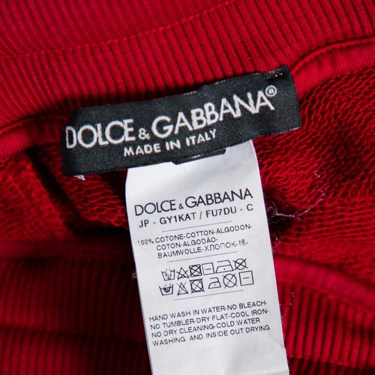 Pre Owned Dolce & Gabbana Burgundy Cotton Logo Printed Joggers S