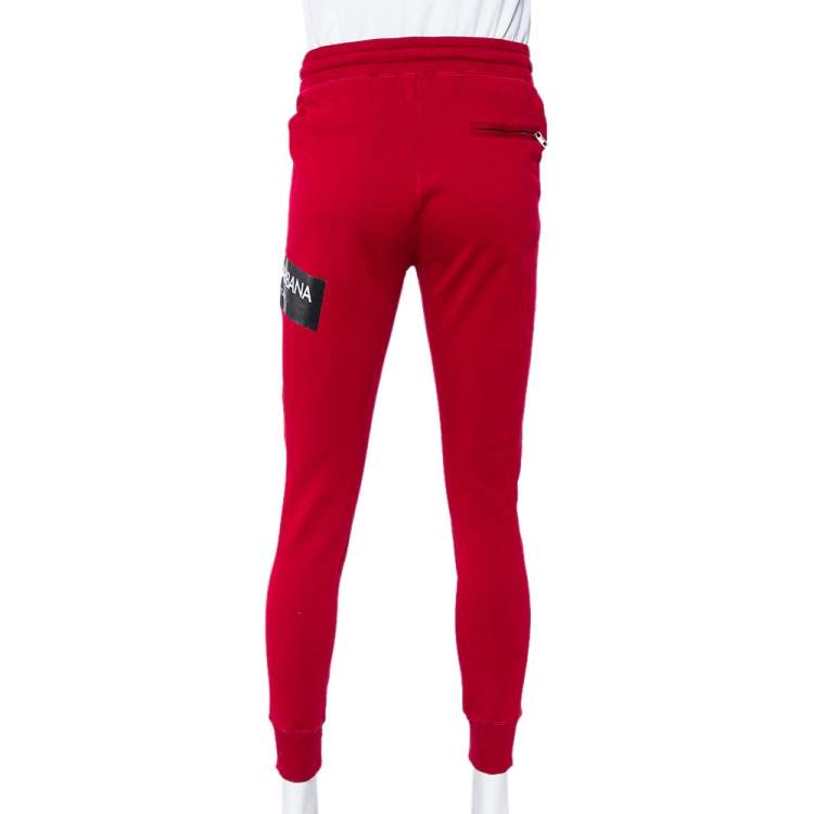 Pre Owned Dolce & Gabbana Burgundy Cotton Logo Printed Joggers S