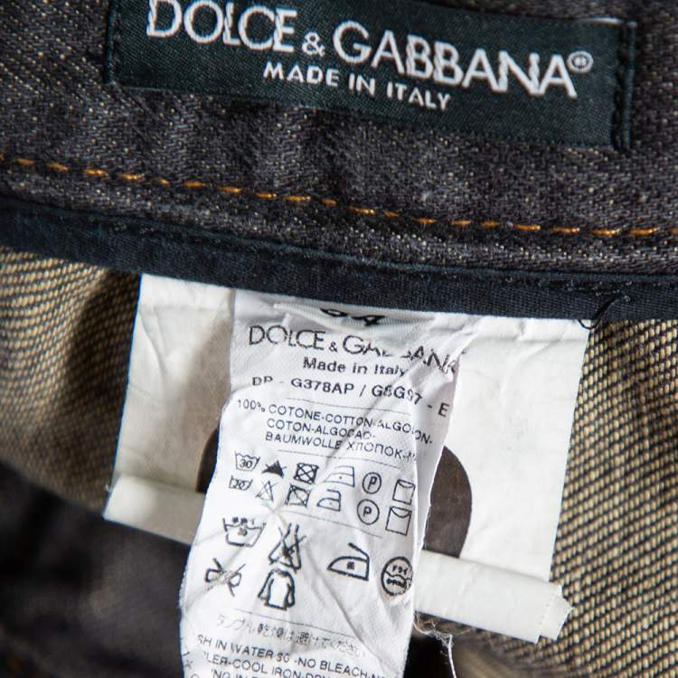 Pre Owned Dolce & Gabbana 22 Green Grey Faded Effect Distressed Denim Jeans XXL