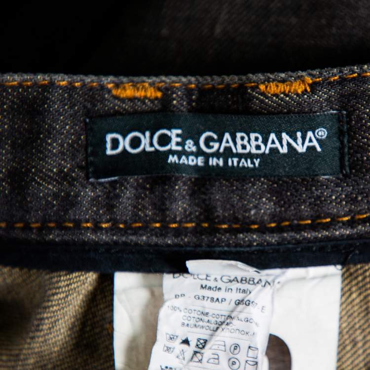 Pre Owned Dolce & Gabbana 22 Green Grey Faded Effect Distressed Denim Jeans XXL