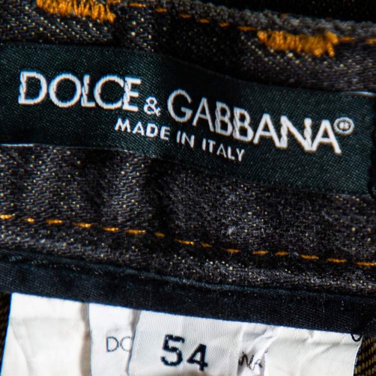 Pre Owned Dolce & Gabbana 22 Green Grey Faded Effect Distressed Denim Jeans XXL