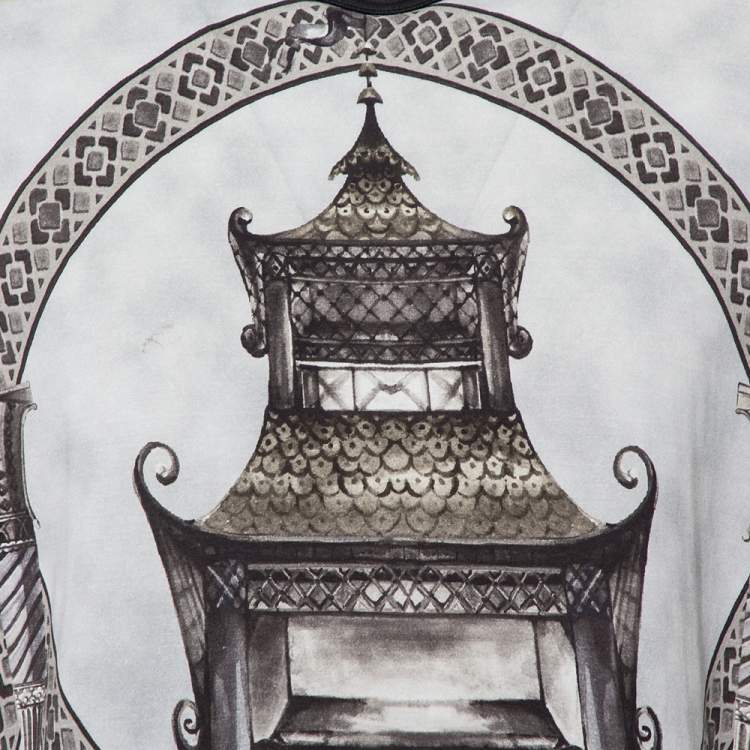 Pre Owned Dolce & Gabbana Grey Abstract Printed Cotton Crewneck T-Shirt 3XL