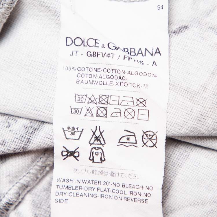 Pre Owned Dolce & Gabbana Grey Abstract Printed Cotton Crewneck T-Shirt 3XL