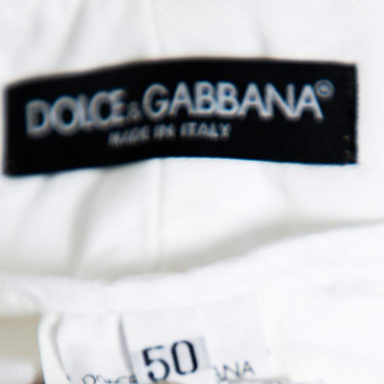 Pre Owned Dolce & Gabbana White Cotton Classic 20 Bermuda Shorts L