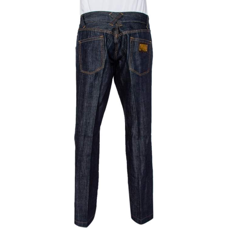 مملوكة مسبقًا Dolce & Gabbana Navy Blue Denim Straight Leg 12 Jeans XXL