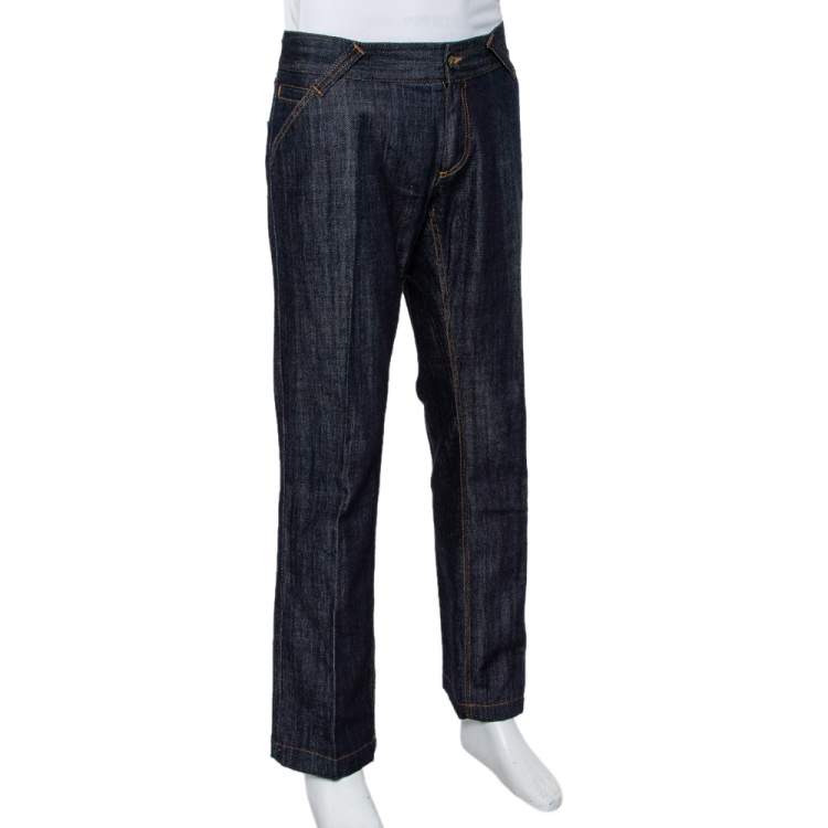 مملوكة مسبقًا Dolce & Gabbana Navy Blue Denim Straight Leg 12 Jeans XXL