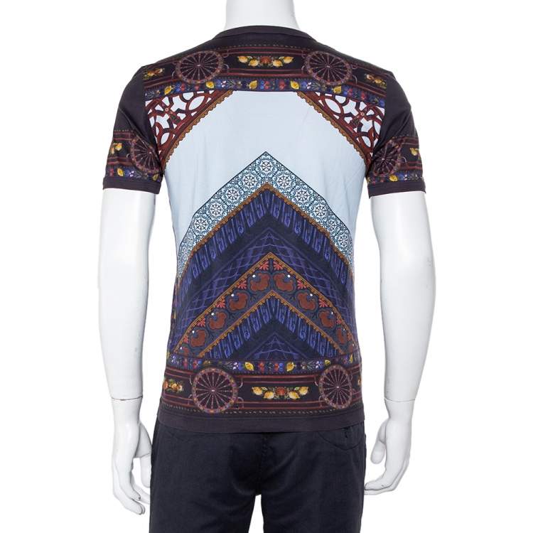 Pre Owned Dolce & Gabbana Multicolor Swan Printed Cotton Crewneck T-Shirt M