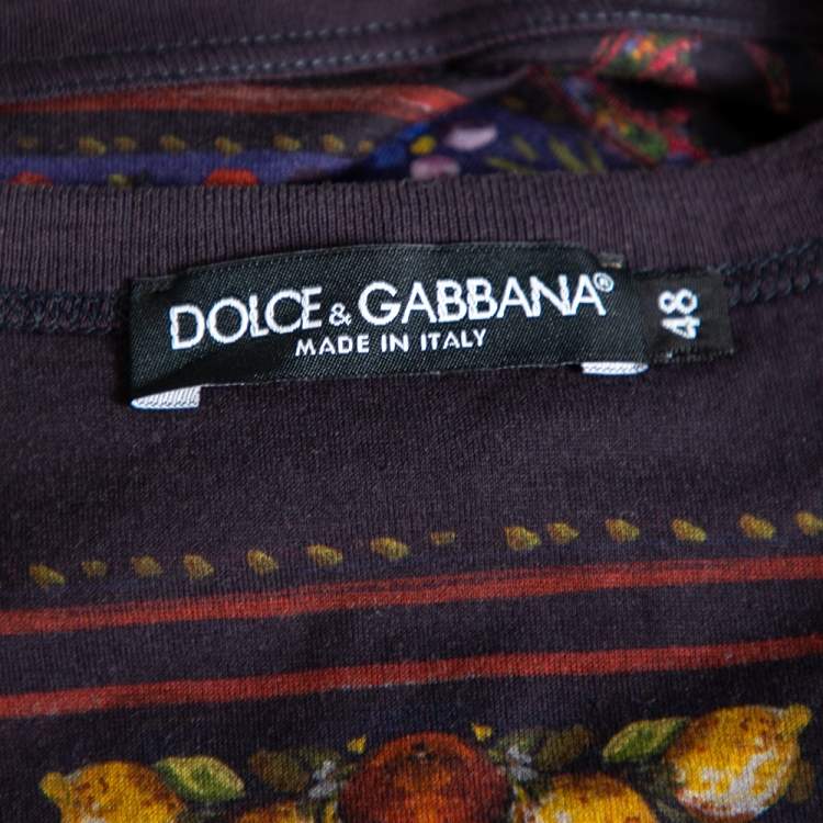 Pre Owned Dolce & Gabbana Multicolor Swan Printed Cotton Crewneck T-Shirt M
