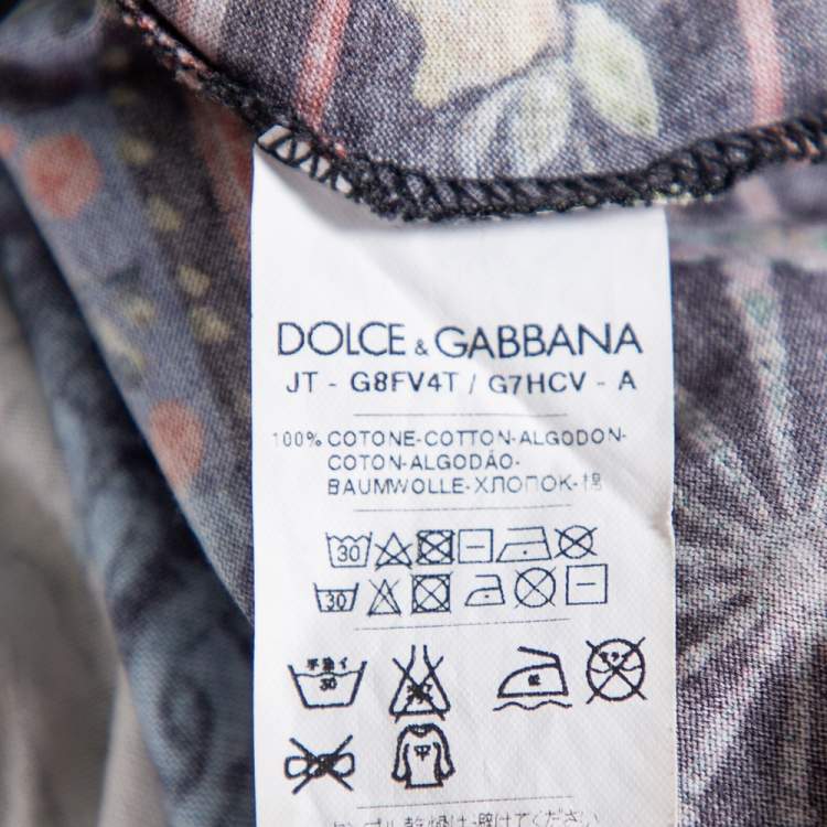 Pre Owned Dolce & Gabbana Multicolor Swan Printed Cotton Crewneck T-Shirt M