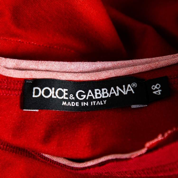 Pre Owned Dolce & Gabbana Red Cactus & Love Printed Crewneck T-Shirt M