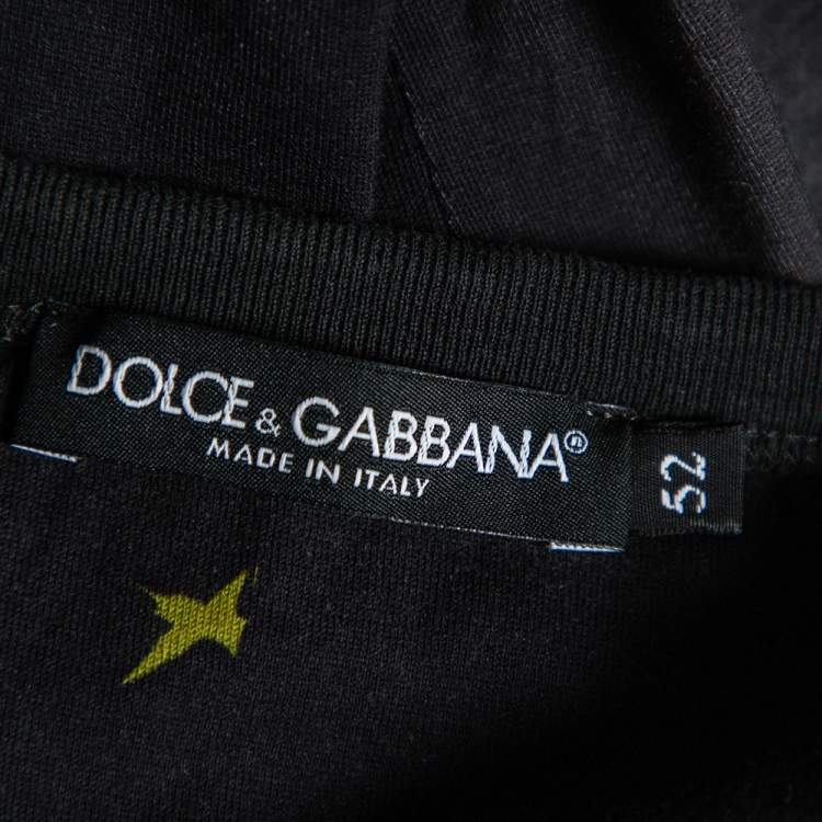 Pre Owned Dolce & Gabbana Black Star % Musical Printed Cotton Crewneck T-Shirt XL
