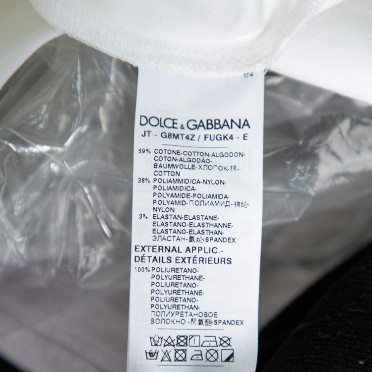 Pre Owned Dolce & Gabbana White Logo Embossed Cotton Crewneck T-Shirt 5XL 