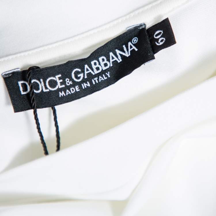 Pre Owned Dolce & Gabbana White Logo Embossed Cotton Crewneck T-Shirt 5XL 
