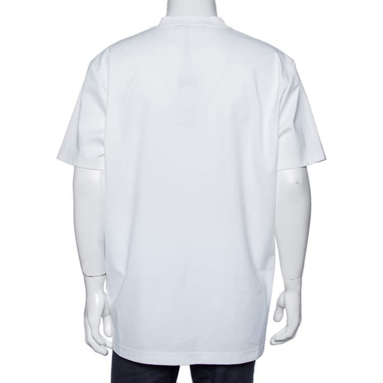 Pre Owned Dolce & Gabbana White Logo Embossed Cotton Crewneck T-Shirt 5XL 