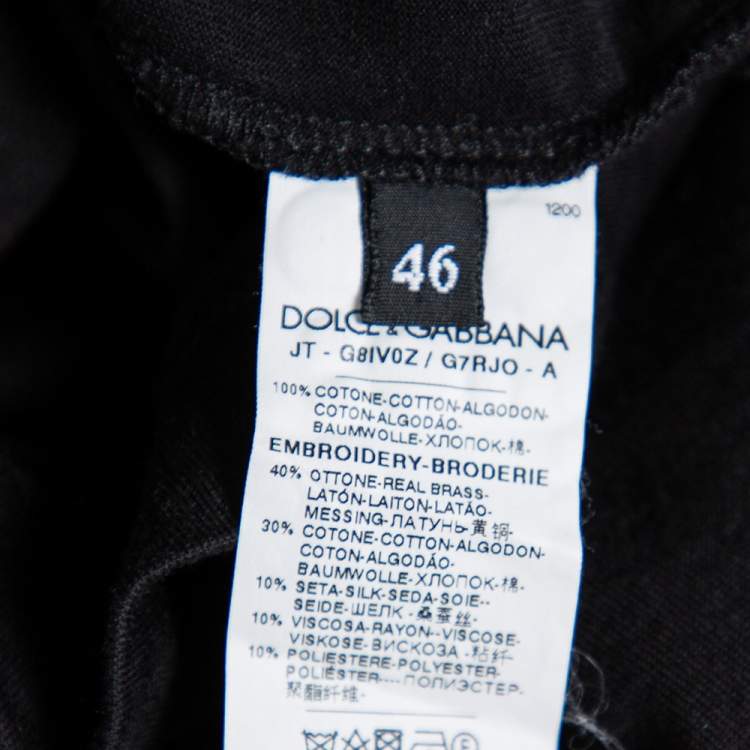 Pre Owned Dolce & Gabbana Black Cotton Logo Embellished Crewneck T-Shirt S