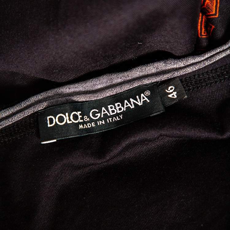 Pre Owned Dolce & Gabbana Black Spaghetti Printed Cotton Crewneck T-Shirt S