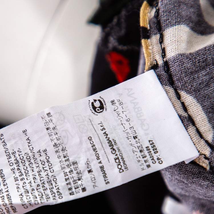 Pre Owned Dolce & Gabbana Black Spaghetti Printed Cotton Crewneck T-Shirt S