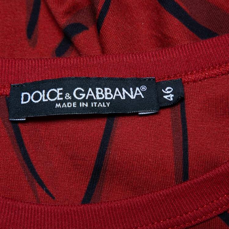 مملوكة مسبقًا Dolce & Gabbana Red Musical Printed Cotton Crewneck T-Shirt S